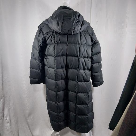 LANDS' END! STUNNING DOWN FILLED BLACK PUFFY STYLE HOODIE COAT, JACKET! SZ L - Picture 10 of 15